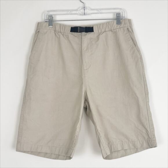 Topshop Man Khaki Belted Shorts Jorts Beige Tan Size 34 - Picture 1 of 4